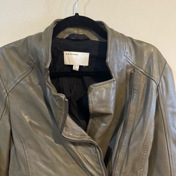 MUUBAA green Leather Jacket moto - Picture 2 of 4